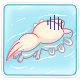 😭 kreskówka, potwór, podwodny, smutny, aksolotl, stworzenie whatsapp sticker