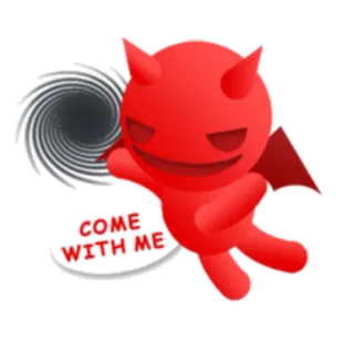 💣 COME WITH ME 악마, 만화, 소용돌이, 빨간색, 생물, 뿔, 날개 telegram sticker