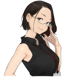 😍 женщина, очки, офис, аниме, мультфильм telegram sticker