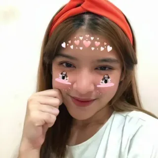 ❄️ женщина, сердечки, селфи, фильтр, милый, ободок, девушка, красивая whatsapp sticker