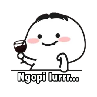 🤤 Ngopi lurrr... coffee, drinking, cartoon, beverage, fun, expression telegram sticker