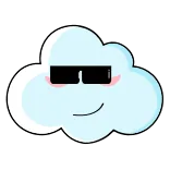 😎 Wolke, Sonnenbrille, cool, Wetter, Himmel, Cartoon, blau whatsapp sticker
