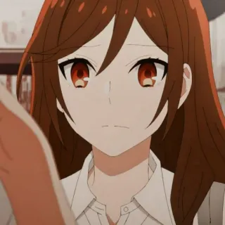 🎟 anime, chica, pelo castaño, ojos rojos, dibujos animados telegram sticker
