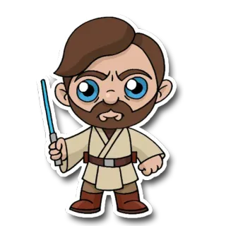 🧔 Obi-Wan Kenobi Star Wars Obi-Wan Kenobi, Star Wars, Jedi, miecz świetlny, kreskówka, naklejka telegram sticker