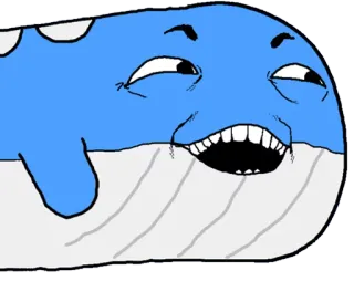 😏 クジラ, 漫画, ミーム, 動物, 海の生き物, 面白い telegram sticker