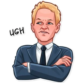 😖 UGH 으, 짜증, 표정, 남자, 정장 telegram sticker