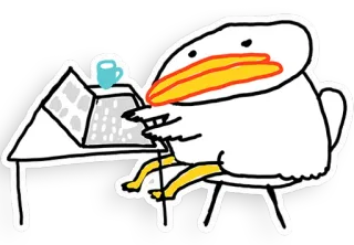 💻 bird, computer, desk, chair, office, laptop, work telegram sticker