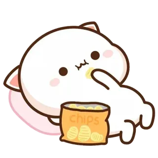 🍟 chips Cartoon, Süß, Katze, Chips, Snack, Kawaii, Faul telegram sticker