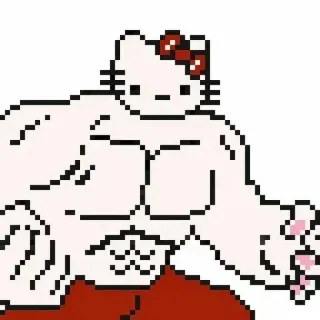 🍓 Hello Kitty Hello Kitty, muscle, buff, cute, funny, cartoon, sanrio telegram sticker