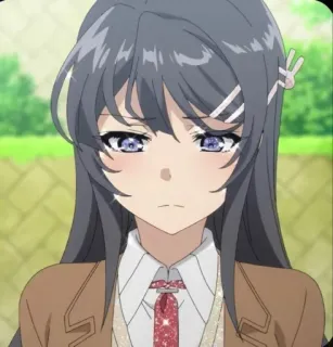 😢 Mai Sakurajima Rascal Does Not Dream of Bunny Girl Senpai Anime, Meisje, Mai Sakurajima, Bunny Girl Senpai, Karakter telegram sticker