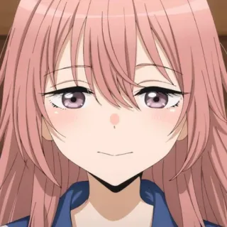 😞 Marin Kitagawa My Dress-Up Darling Anime, Personagem, cabelo rosa, sorriso, fofo, Marin Kitagawa, My Dress-Up Darling telegram sticker