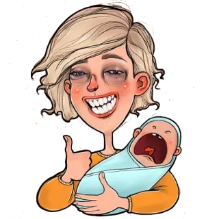 👍 ibu, bayi, kartun, wanita, pengasuhan, anak, keluarga telegram sticker
