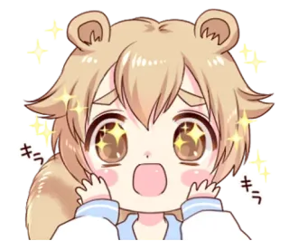 🤩 キラ lucu, berkilau, anime, manga, kawaii, beruang, gadis telegram sticker