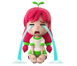 😭 pleurs, triste, dessin animé, fille, émotion, larmoyant whatsapp sticker