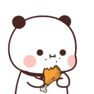💟 Panda, Fofo, Comendo, Frango, Kawaii telegram sticker