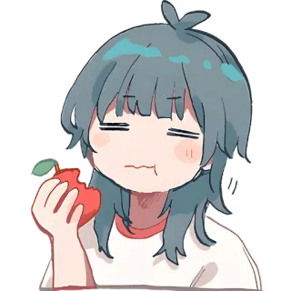 🍎 卡通, 动漫, 女孩, 苹果, 可爱 whatsapp sticker