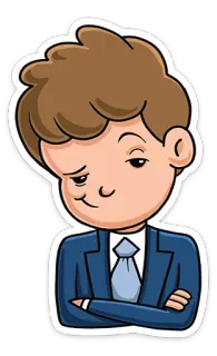 😉 desenho animado, homem de negócios, arrogante, terno, gravata, personagem whatsapp sticker