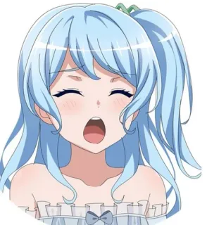 😩 Anime, Garota, Desenho animado, Feminino, Cabelo azul, Fofa telegram sticker