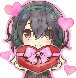 ❤️ anime, kawaii, heart, valentines, cute, gift, love telegram sticker