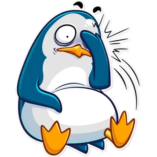 😩 pinguino, cartone animato, triste, stressato, carino, animale whatsapp sticker