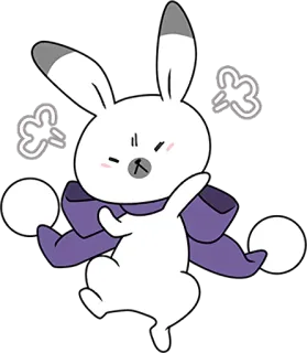 😤 coelho, fofo, cachecol, neve, inverno, desenho animado telegram sticker