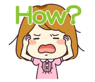 😫 How? cartoon, question, confusion, woman, expression whatsapp sticker