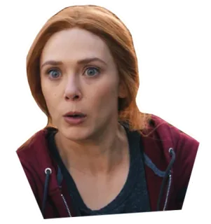 😳 Wanda Maximoff mujer, sorprendida, marvel, bruja escarlata, elizabeth olsen telegram sticker