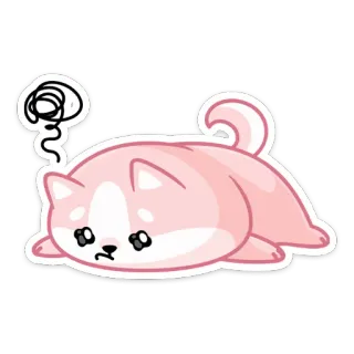 ☹️ собака, щенок, милый, грустный, расстроенный, розовый, мультфильм telegram sticker
