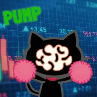 💹 PUMP finance, stock market, pump, cat, cartoon, brain telegram sticker