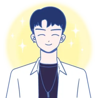 💬 사람, 미소, 만화, 반짝임, 행복 telegram sticker