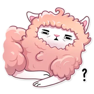 ❓ ? flauschig, Katze, Frage, rosa, süß, Cartoon, Sticker whatsapp sticker