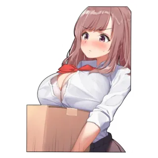☁️ 动漫, 女孩, 女学生, 脸红, 制服, 盒子 telegram sticker