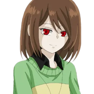 🙂 Chara Undertale anime, video game, character, brown hair, red eyes telegram sticker