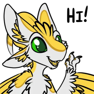 👋 HI! animal, peludo, desenho animado, saudação, oi, fofo telegram sticker