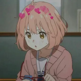 🌟 Anime, Mignon, Fille, Coeurs, Cheveux Roses telegram sticker