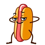 😏 Bánh mì kẹp xúc xích, Đồ ăn, Phim hoạt hình, Hài hước, Nhân vật, Hài hước telegram sticker