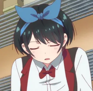 🥱 Ruka Sarashina Rent-A-Girlfriend อนิเมะ, ตัวละคร, ผู้หญิง, โบว์, นอนหลับ, Ruka Sarashina, Rent-A-Girlfriend whatsapp sticker