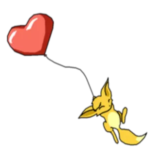 ❤️ renard, coeur, amour, dessin animé, animal, mignon, jaune telegram sticker