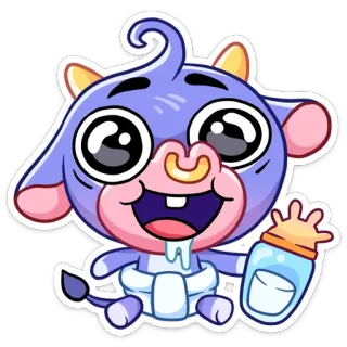 🤩 dibujos animados, animal, bebé, biberón, lindo telegram sticker