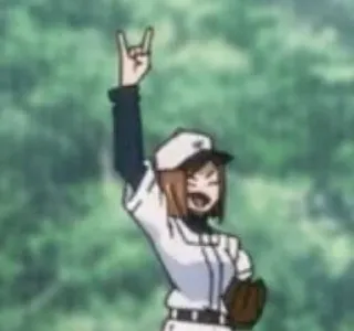 🙋 Baseball, Sport, Cartoni animati, Donna, Mano cornuta telegram sticker