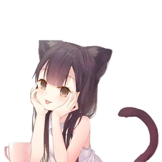 😛 anime, cat girl, cute, kawaii telegram sticker