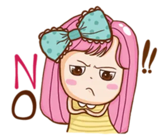 🙅 NO!! Cartoon, Mädchen, Wütend, Nein, Ausdruck, Süss telegram sticker