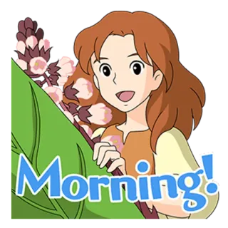 ✋ Morning! 아침, 인사, 애니메이션, 만화, 소녀 telegram sticker