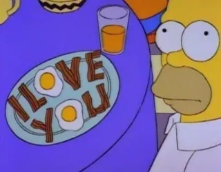 ❤️ Homer Simpson The Simpsons I LOVE YOU еда, завтрак, бекон, яйца, любовь, Гомер Симпсон, Симпсоны whatsapp sticker