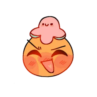 😜 emoji, carino, kawaii, blob, pesca, rosa, animato telegram sticker