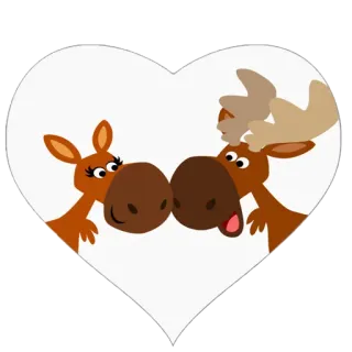 ❤ élan, dessin animé, animal, cœur, amour, baiser, mignon, couple telegram sticker