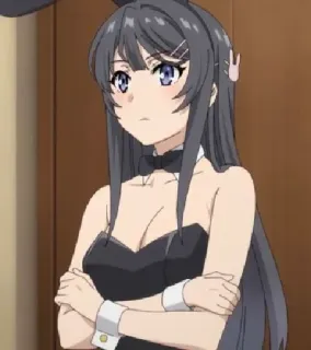 🤔 Mai Sakurajima Rascal Does Not Dream of Bunny Girl Senpai anime, ragazza coniglietta, Mai Sakurajima, carina, cartone animato, ragazza telegram sticker