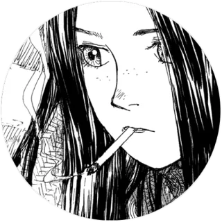 💧 сигарета, курение, женщина, черно-белое, искусство telegram sticker