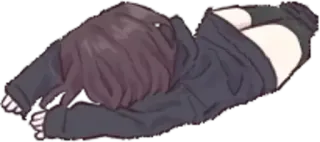 😔 Anime, Traurig, Mädchen, Liegt, Weinend, Manga telegram sticker