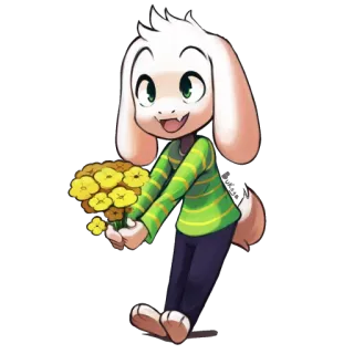 🌼 Asriel Dreemurr Undertale videojuego, flores, cabra, personaje, monstruo, fanart telegram sticker